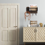 ADIIL Mail and Key Holder for Wall Decorative, Wooden Wall Key Rack Organizer with 4 Double Key Hooks, Wall Mount Key Hanger for Wall with Shelf, Rustic Home Decor for Entryway Hallway, Brown ADIIL