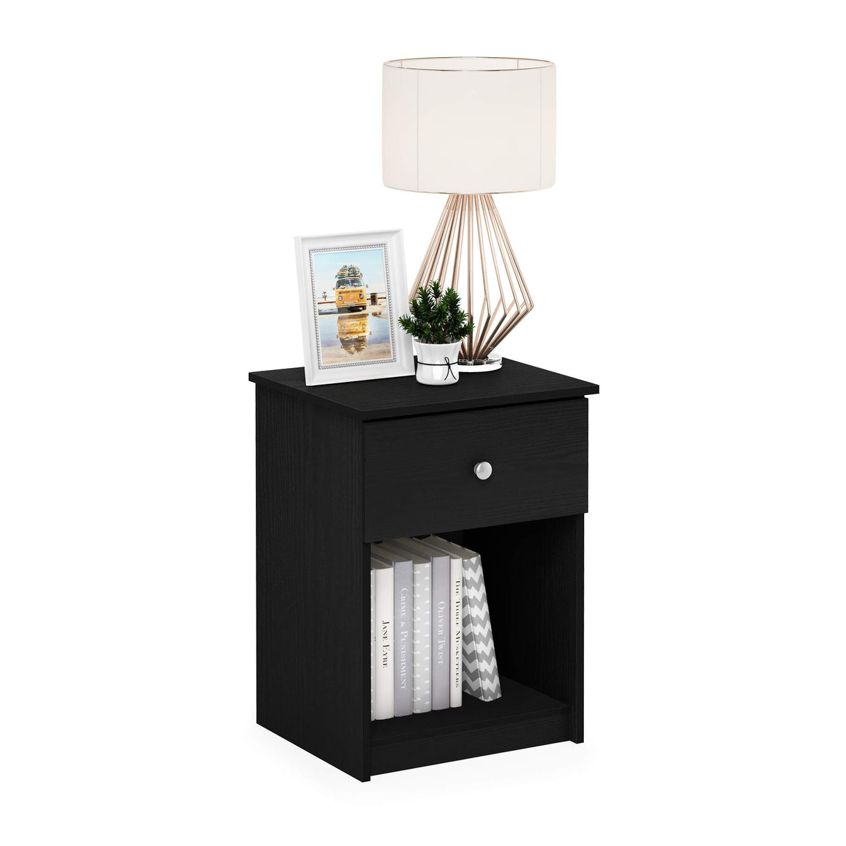 Furinno Tidur Nightstand, Black Oak, Americano, 2-Pack Furinno