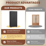 INTERGREAT Metal Storage Cabinet with Wheels, 73" H Rolling Metal Cabinets with Doors and Shelves, Black Steel Lockable Cabinet on Wheels for Garage Storage INTERGREAT