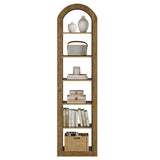 Tribesigns 74.8" Tall Arched Bookshelf, 6-Tier Narrow Open Bookcase, Floor Standing Corner Display Shelves Storage Organizer for Small Space, Home Office, Living Room (1, Brown) Tribesigns