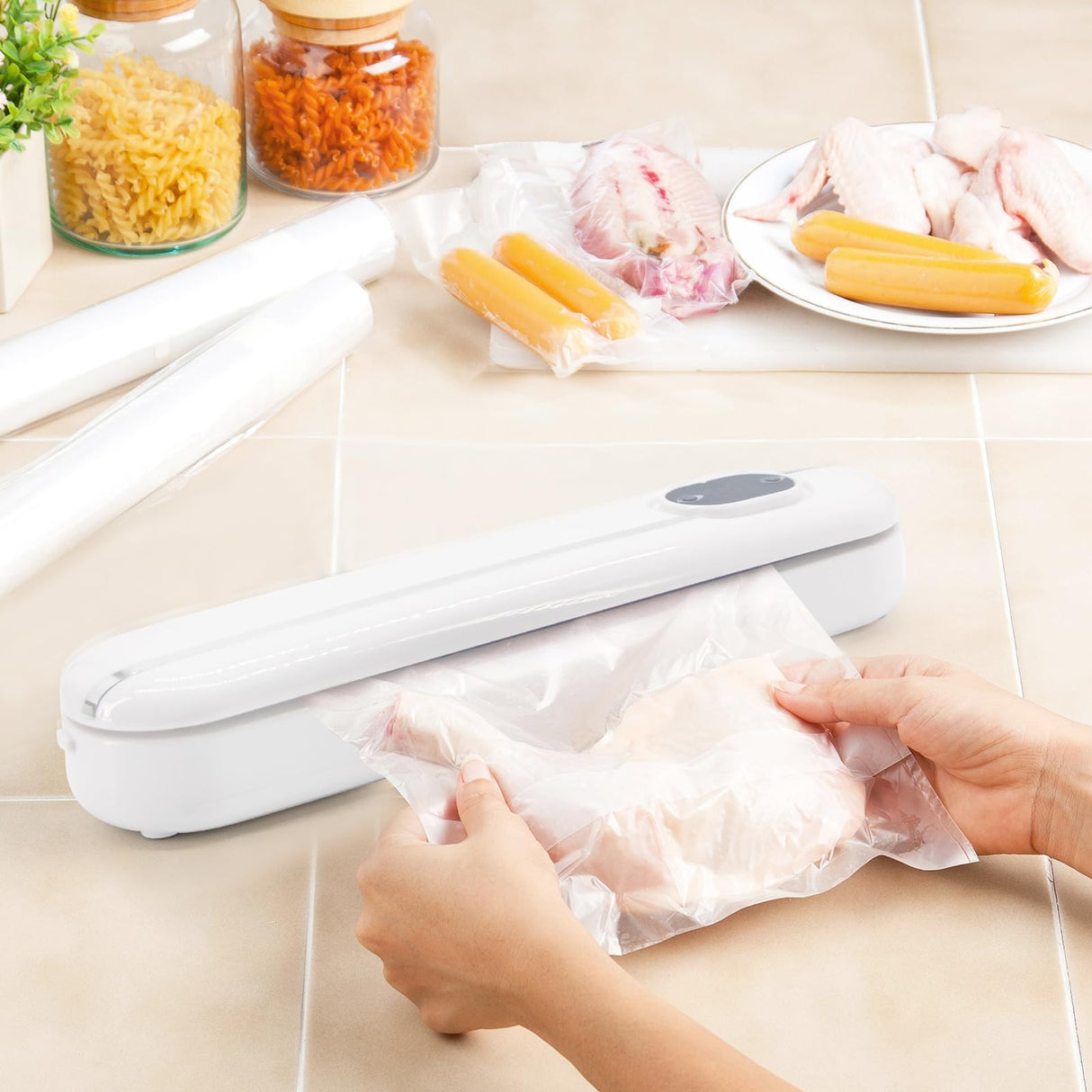 Vacuum Sealer, Food Vacuum Sealer Machine, Vacuum Sealer Machine, Single Sealing/Vacuum Sealing Two Modes, With LED Display, Includes 10 Vacuum Sealer Bags Truloven