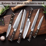 Kitchen Knife Set, 16-Piece Knife Set with Built-in Sharpener and Wooden Block, Precious Wengewood Handle for Chef Knife Set, German Stainless Steel Knife Block Set, Ultra Sharp Full Tang Forged Tudoccy