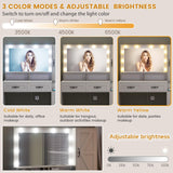 DINGIPP Farmhouse Vanity Desk with Mirror and 10 Led Lights, 45.3" Large Makeup Vanity Table with Power Outlet, 5 Drawers and 1 Cabinet, Vanity Set Dressing Table with 9 Hooks for Women Girls (White) DINGIPP