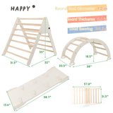 FOOWIN Pikler Triangle Set Climber 8 in 1，Toddler Climbing Toys with Ramp & Arch & Mat Montessori Climbing Set，Wooden Climbing Toys with Ramp for Kids FOOWIN