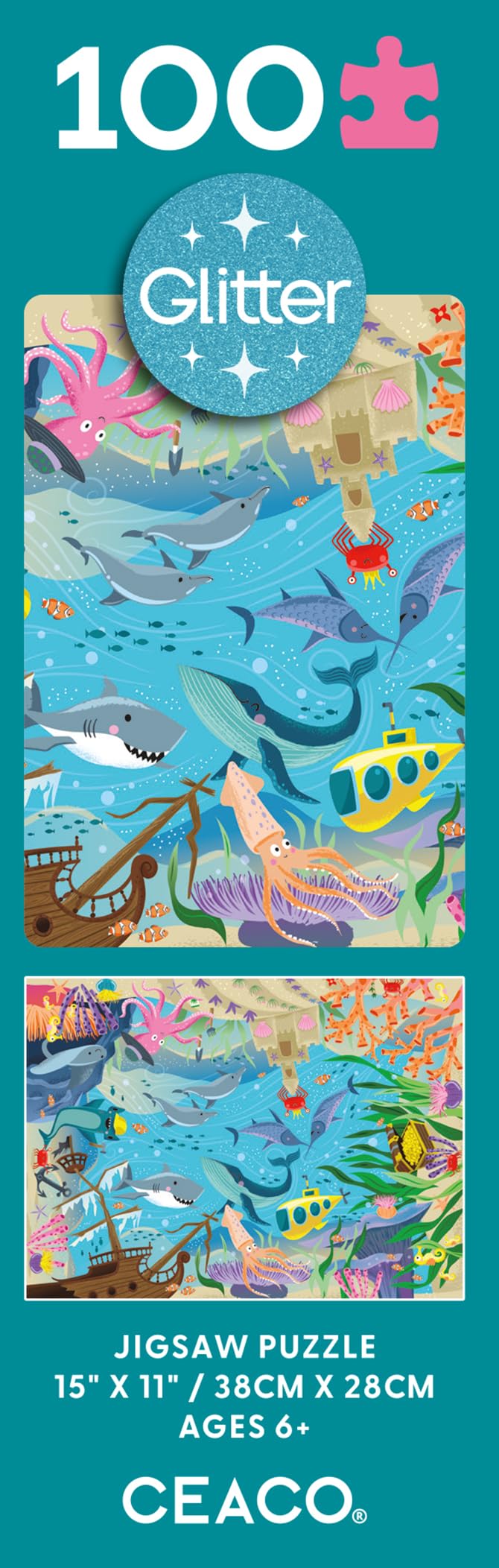 Ceaco - Glitter - Under The Deep Blue Sea - 100 Piece Jigsaw Puzzle