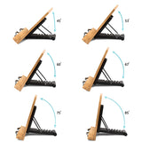 Readaeer Bamboo Book Stand, Large Book Holder with 6 Adjustable Height, Foldable Cookbook Stand Desktop Document Holder for Kitchen & Office (13.4 x 9.3 Inch) READAEER