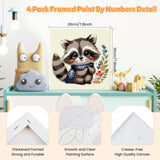 4 Pack Paint by Numbers Kits for Kids with Wooden Frame-Cartoon Animal Painting by Numbers for Kids Adults Beginners, Easy Paint by Numbers Kit Crafts for Kid Paint by Number for Wall Decor(8X8inch) Genius maker