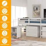 Harper & Bright Designs Twin Loft Bed with Desk, Low Study Loft Bed Frame with Storage Cabinet and Rolling Portable Desk for Kids and Teenagers, Twin Size, White Harper & Bright Designs