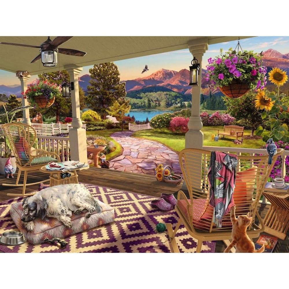 Ravensburger Cozy Front Porch 750 Piece Large Format Jigsaw Puzzle | Premium Quality | Unique Softclick Technology for an Enriching Experience Ravensburger