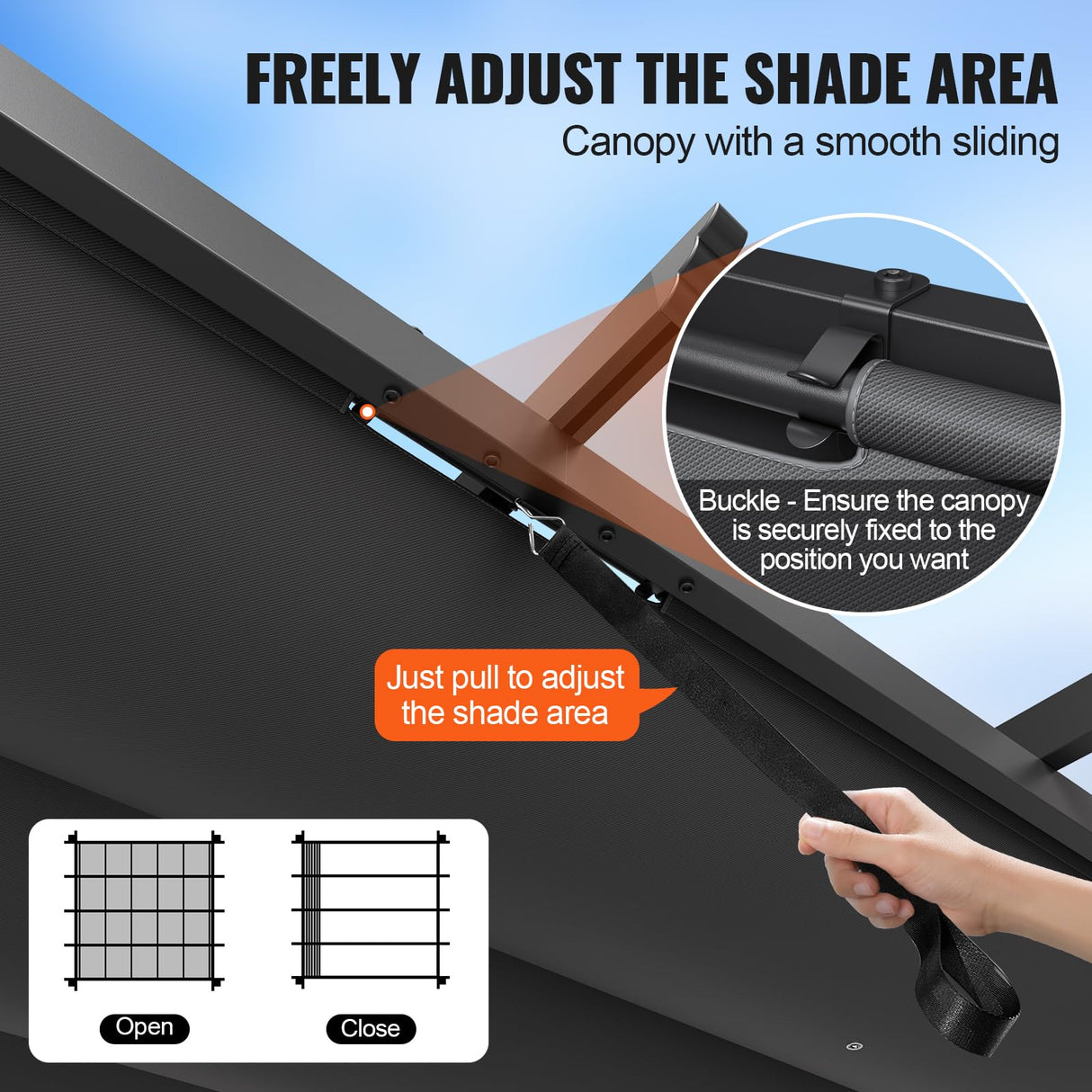 VEVOR 10'x10' Outdoor Retractable Pergola with Canopy, Aluminum Pergola with Retractable Canopy, Modern Pergola with Sun Shade Canopy for Patios, Gardens, Decks, Backyards (Gray) VEVOR