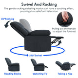 FLEXISPOT XRC2 Rocker Recliner Chair for Adults - Massage Rocker Recliner Chair w/Heat & Vibration, 270° Swivel Manual Rocking Chair Single Sofa for Living Room Bedroom(Grey) FLEXISPOT