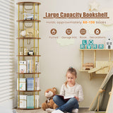 ALLSTAND 6 Tier Rotating Bookshelf, 360 ° Display Stackable Spinning Bookshelf Tower, Corner Bookshelf Tall Floor Standing Swivel Bookcase Narrow Storage Organizer for Bedroom, Living Room, Gold ALLSTAND