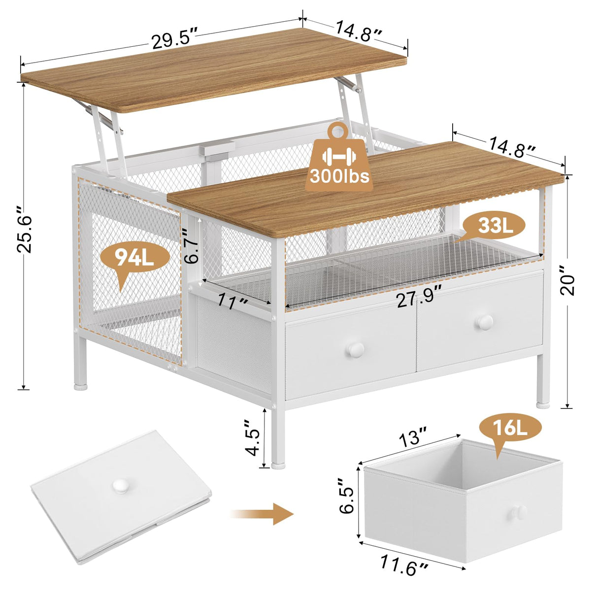 FABATO Lift Top Coffee Table, Square Coffee Table Metal Wood, Farmhouse Lift Up Coffee Table Cocktail Table with Wire Mesh Barn Door and Storage, Steel Frame, Small Tea Table for Living Room, White FABATO