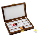 Pufguy Wooden Watercolor Paint Palette, 36 Wells, 4" x 6", Brown, Country Style Pufguy