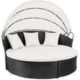 Devoko Patio Furniture Outdoor Round Daybed with Retractable Canopy Wicker Rattan Separated Seating Sectional Sofa for Patio Lawn Garden Backyard Porch Devoko