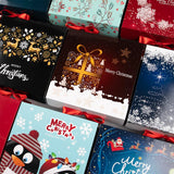 ARTLYMERS Christmas Gift Boxes with Lids, 12 Pack Gift Boxes and Red Ribbon Christmas Themed Pattern Small Gift Boxes for Christmas Presents Gifts Easy Assemble ARTLYMERS