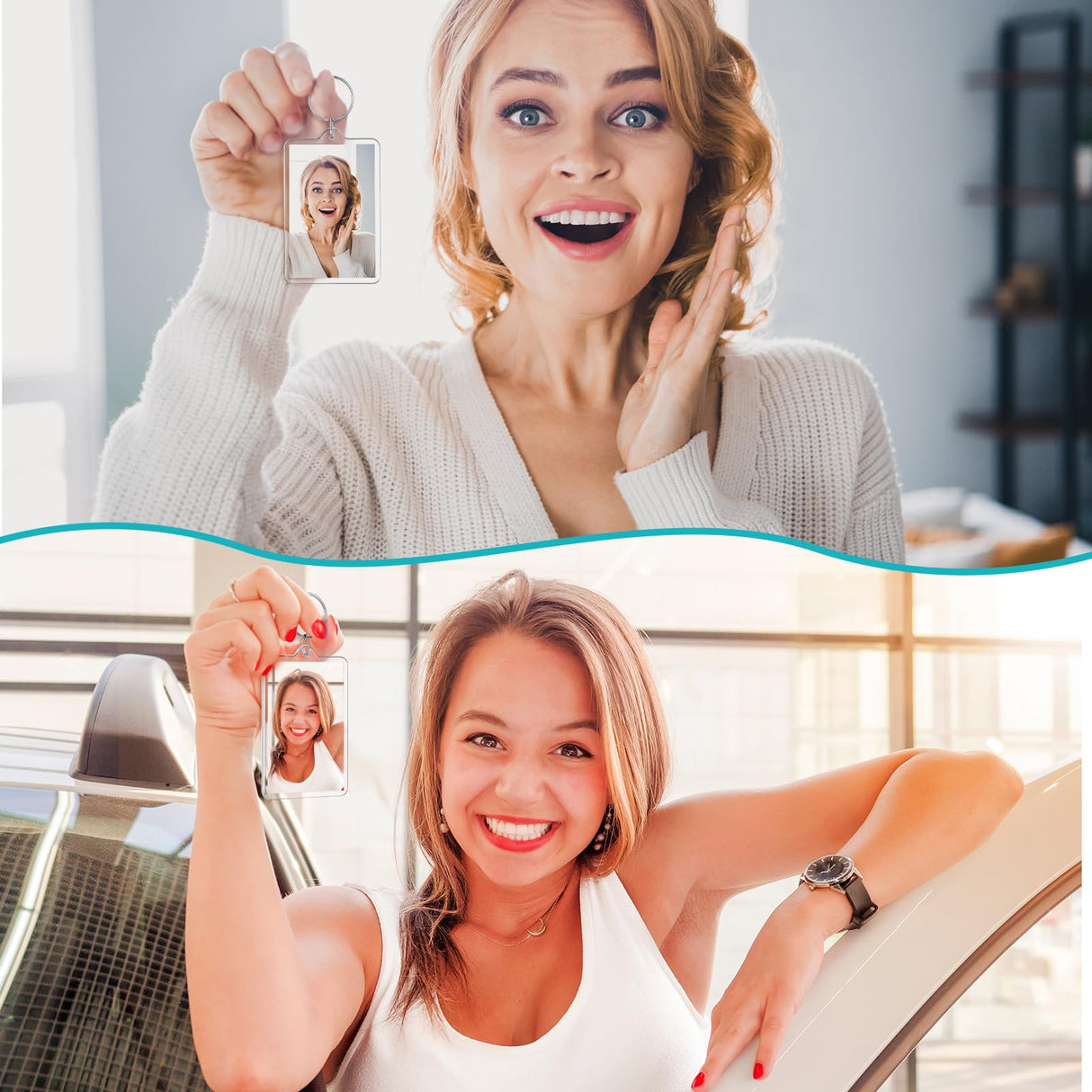 Wonderjune 25 Pcs Sublimation Keychain Blanks Acrylic Photo Insert Blank Keychain Fall Thanksgiving Christmas DIY Crafts Gifts Wonderjune