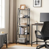 HOOBRO Ladder Shelf, 5-Tier Bookshelf, Corner Bookcase, Freestanding Storage Shelf Display Organizer, for Living Room, Bedroom, Home Office, Kitchen, Black BB305CJ01 HOOBRO