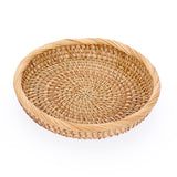 Hipiwe Small Key Basket Bowl for Entryway 7.6" Round Woven Wicker Basket Snacks Fruit Candy Serving Basket Tray Rattan Organizer Basket for Keys Wallet Cell Phone Hipiwe