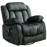 INZOY Massage Swivel Rocker Recliner with Heat and Vibration, Manual Rocking Recliner Chair with Vibrating Massage, Comfy Padded Overstuffed Soft Fabric Heated Recliner, Grayish Green INZOY