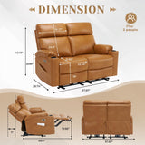 PALLOME Power Recliner Loveseat, Electric Reclining Sofa with USB & Type-C Ports, Wall Hugger Recliner with Extended Footrest, Loveseat Couch for Living Room, RV (Brown) PALLOME