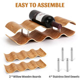 VAlinks Table Wine Rack Countertop Freestanding Wine Racks & Cabinet 2 Tier 7 Bottles Wave Willow Wood Champagne Rack VAlinks