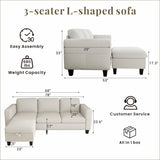 Couches for Living Room - Sectional Sofa L Shaped Cloud Couch-Small Modular 3 Seat-Comfy Linen with Storage Deep Seat Sofa,Washable Covers-Suitable for Living Room-Apartment-Office-Bedroom-Beige Clotius