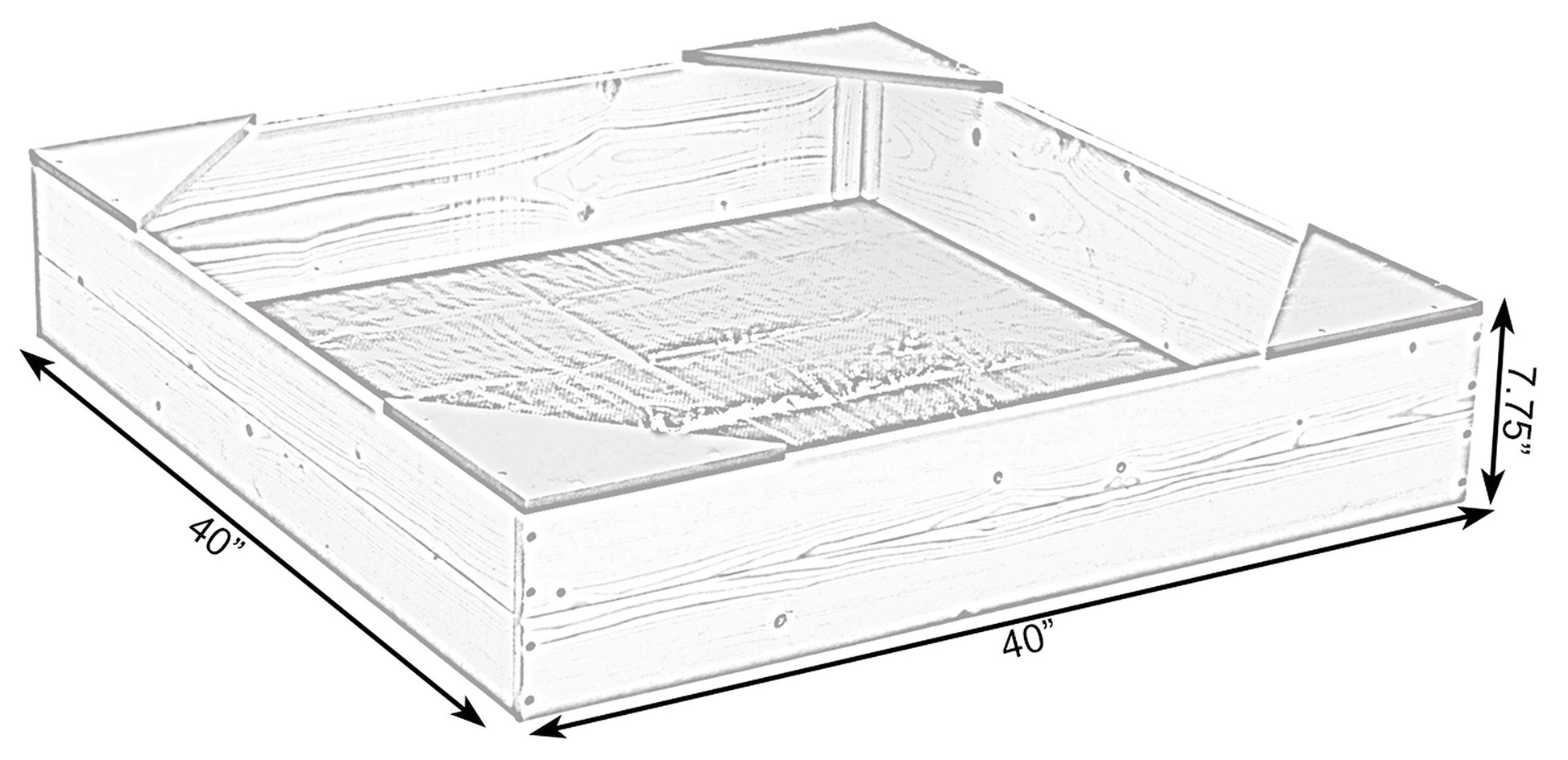 PLAYBERG Outdoor Wooden Sand Box with Floor Cover and Waterproof Protection Cover, Square Sandpit for Kids - WoodArtSupply