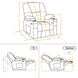 MCombo Zero Gravity Power Recliner Chair with Heat and Vibration Massage, Reclining Chair with USB & Type C Ports, Cup Holders for Living Room, Fabric 8015 (Beige) MCombo