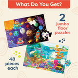 B. toys- Gigantic Jigsaw 2-Pack - Sea & Solar System- 48-Piece Floor Puzzles-Large 2 x 3 Feet Jigsaw Puzzles for Kids – Educational & Developmental Toys – 3 Years + B. toys