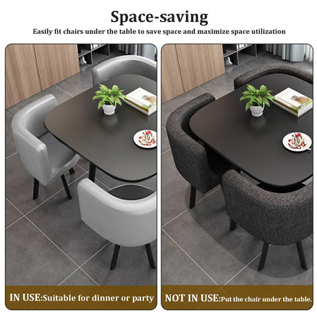 Topjia 5-Piece Modern Square Dining Table Set with 4 Chairs in Grey Topjia