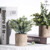 Der Rose 3 Pack Mini Potted Fake Plants Artificial Plastic Eucalyptus Plants Topiaries for Home Office Desk Farmhouse Room Decor Der Rose