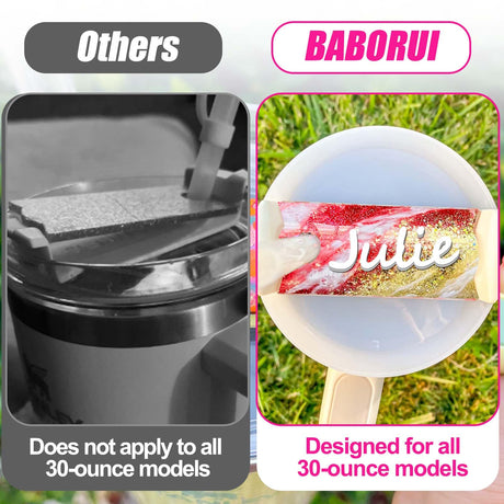 BABORUI Acrylic Sublimation Blanks Name Plate for Stanley 30 OZ, 20 PCS Sublimation Name Tag Blank with Self-Sealing Bags and Display Card, Personalized Lid Topper Accessories for Stanley BABORUI