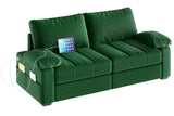 Yaheetech 79" Velvet Modern Sofa Couch with Storage Pockets and USB Ports, 2 Seater Comfy Loveseat Sleeper with Removable Armrest Pillow & Cover for Living Room, Apartment, Bedroom, Green Yaheetech