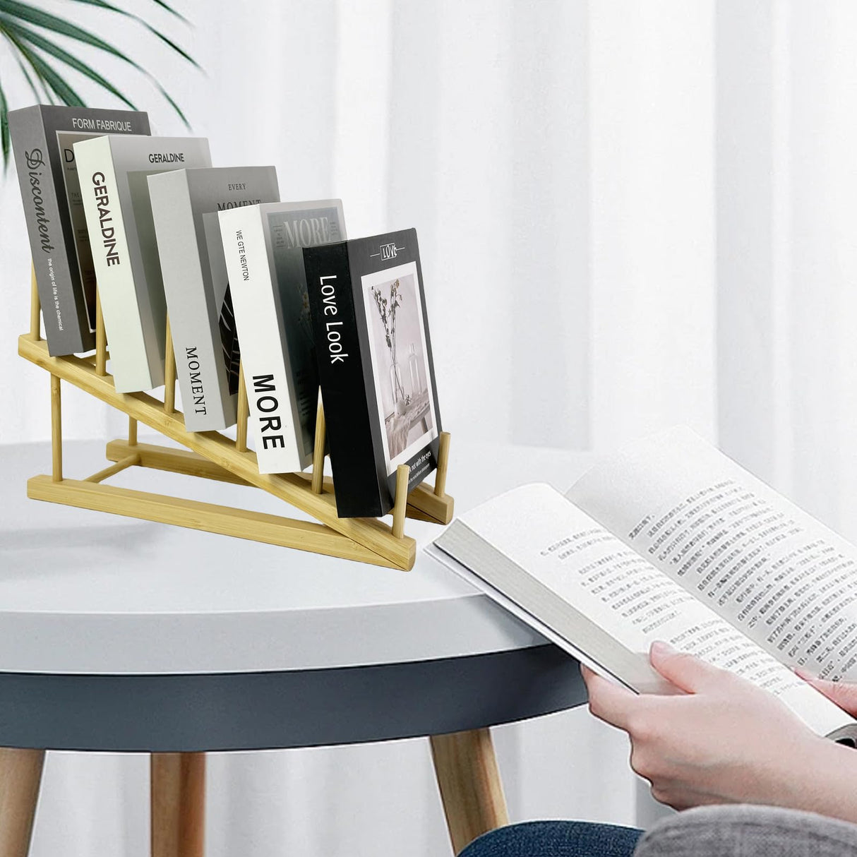 GYSLEOT Book Display Stand Holder, 5-Tier Wooden Book Rack Organizer For Magazines, Tabletop Kids Bookshelf Art Display Shelf For Vendors Craft Trade Shows GYSLEOT