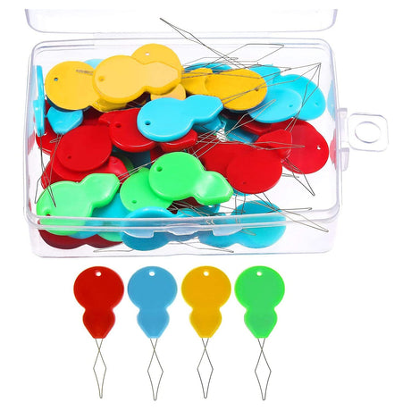 30 Pieces Gourd Shaped Plastic Needle Threaders, Plastic Wire Loop DIY Needle Threader Hand Machine Sewing Tool for Sewing Crafting with Clear Box, 4 Colors Random Phinus