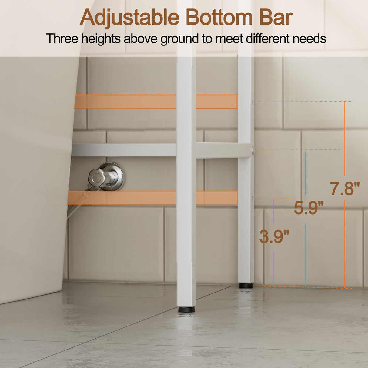 Selenvia 3-Tier Over The Toilet Storage, Metal Bathroom Shelves with 4 Hooks and Toilet Paper Holder, White Selenvia