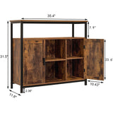 usikey Storage Cabinet with 2 Doors, Buffet Cabinet, Kitchen Cabinet with Adjustable Shelves, Open Compartment, Storage Sideboard, for Dining Room, Living Room， Rustic Brown usikey