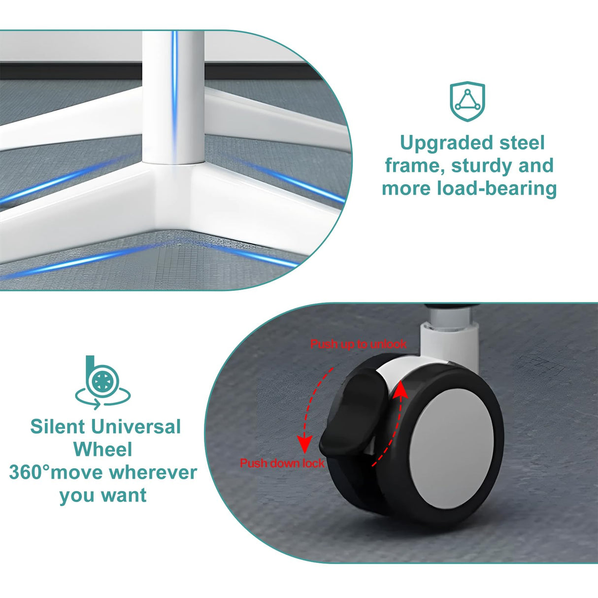 Conference Table, Folding White Flip Top Mobile Training Table with Silent Wheels，Modern Rectangle Meeting Seminar Table, Conference Room Tables for Office Training Classroom (4pcs, 55 inch) Goakwwuz