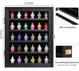 VERANI Minifigures Miniature Display Case Collectibles Display Box Wall Mount Figure Display Curio Cabinet with Lockable Anti Dust Door for Small Objects Lockable Removable Shelves - Small Black VERANI