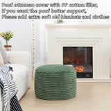 Stuffed Pouf Ottoman with High Density Foam Filler Plush Fiber Ottoman Poufs Pouf Stool Ottoman Round Foot Stool Storage Ottoman 20 x 12 Inches Floor Pouf Ottoman Foot Rest for Living Room Green AbunHeri
