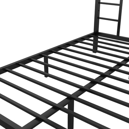 Twin XL Over Queen Bunk Beds for Adults,Heavy Duty Adult Bunk Beds,Metal Bunk Bed Twin XL Over Queen with 2 Ladders,Queen Bunk Bed, Noise-Free,Black