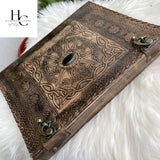 handborncraft Personalized Binder Leather Binder, Custom Binder, Leather 3-Ring Binder, Leather Portfolio Men, Wedding Planner, Sun with Stone Leather Binder, Office Gifts, Corporate Gift handborncraft