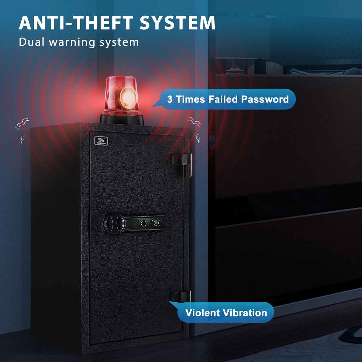 TIGERKING Biometric Fingerprint Fireproof Safe for Home Office, 3.47 Cu Ft Solid Steel Security Safe with Removable Shelf, Stores 29 Fingerprints, 30 Min Fire Protection, Anti-Theft Digital Safe TIGERKING