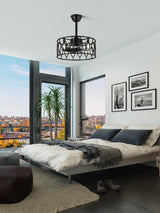 Curve Curio 19 Inch Caged Farmhouse Ceiling Fan with Lights and Remote, Rustic Industrial Fandelier Ceiling Fan Enclosed for Bedroom Curve Curio