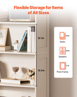 VEVOR 5 Tiers Wide Bookshelf, 68 in Wooden Open Bookcase with Display Storage Organizer Shelf, Freestanding Tall Display Floor Bookcase Bookshelf for Library, Bedroom, Living Room, Office, White VEVOR