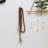 58in Wood Bead Garland with Tassels,Farmhouse Beads Rustic Country Decor Prayer Boho Beads Wall Hanging Decoration (Brown) RAMIRABI