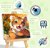 Reivworl Framed Paint by Numbers Kit for Adults Beginner & Kids Ages 8-12, Tiger Paint by Number with Frame and Easel, Painting by Numbers for Gifts and Home Decor (10X10 Inch) Reivworl