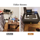 HOMEMORE Smart Nightstand Floating Bedside Table LED Nightstand with Charging Floating Nightstand Bedroom Options for Young People.Black HOMEMORE