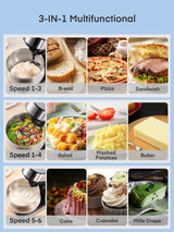 Stand Mixer FOHERE, 5.8 QT Stainless Steel Mixer with Dough Hook, Mixing Beater, Wire Whip, Dishwasher-safe, 6+P Speeds Tilt-Head Kitchen Dough Mixers for Cake, Electric Home Cooking Kitchen Mixer FOHERE